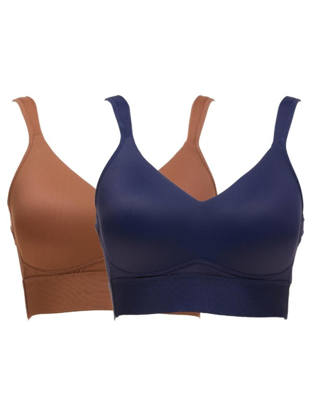 Rhonda Shear 2 Pack Molded Cup Bra with Wrap Back Size XL Mahogany Midnight Navy